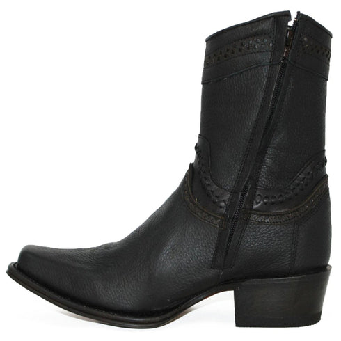 Botines de Cuero Original Punta Europea Color Negro LAB-76B2705