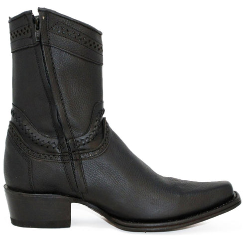 Botines de Cuero Original Punta Europea Color Negro LAB-76B2705