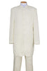 Mens 6 Button Long Mandarin Banded Collar Suit in Cream
