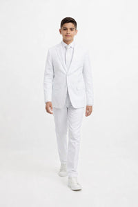 Boys Perry Ellis 2 Button Vested Wedding Suit in White