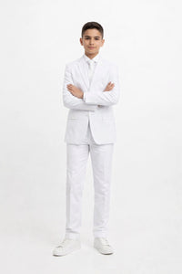 Boys Perry Ellis 2 Button Vested Wedding Suit in White