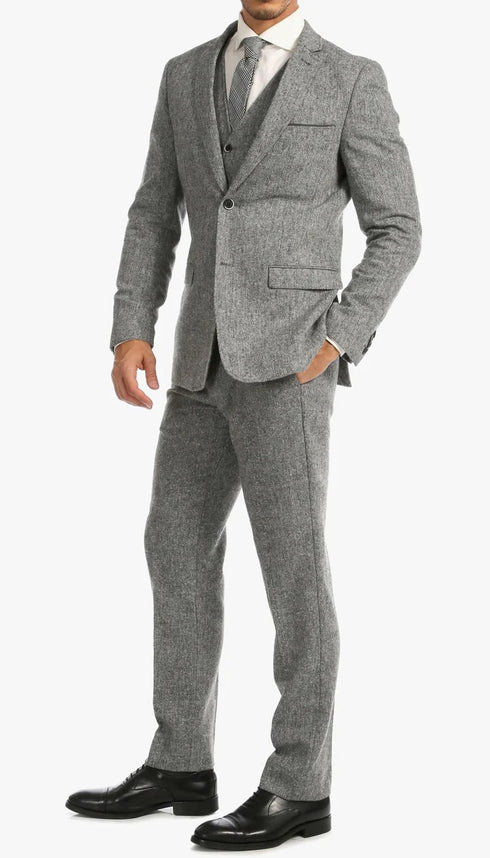 1920's Men's Clothing - Tweed Suit - Herringbone 1920s Mens Suit - Vintage Grey Tweed Suit