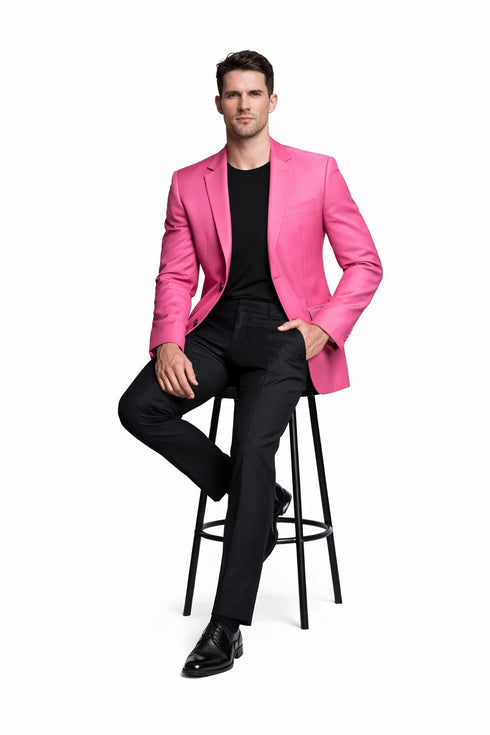 Brand New Solid Men'S Dress Fashion Cheap Priced Designer Fashion Dress Casual Blazer For Men On Sale Fuchsia ~ Hot Pink Men's Blazer