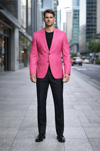 Brand New Solid Men'S Dress Fashion Cheap Priced Designer Fashion Dress Casual Blazer For Men On Sale Fuchsia ~ Hot Pink Men's Blazer