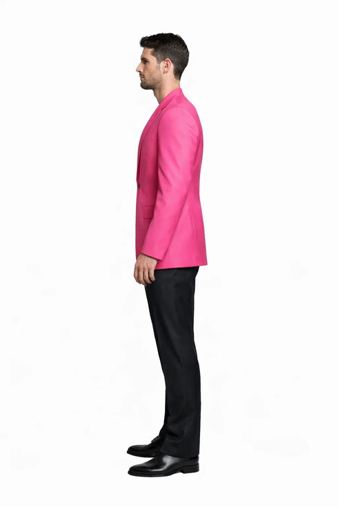 Brand New Solid Men'S Dress Fashion Cheap Priced Designer Fashion Dress Casual Blazer For Men On Sale Fuchsia ~ Hot Pink Men's Blazer