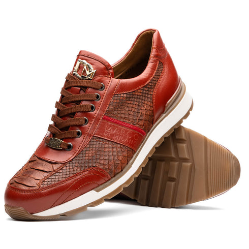 Marco Di Milano Brescia Antique Cognac Python & Calfskin Sneakers