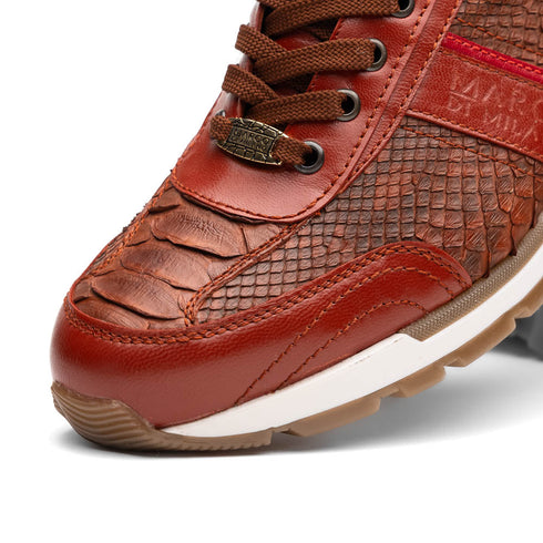 Marco Di Milano Brescia Antique Cognac Python & Calfskin Sneakers