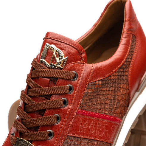 Marco Di Milano Brescia Antique Cognac Python & Calfskin Sneakers