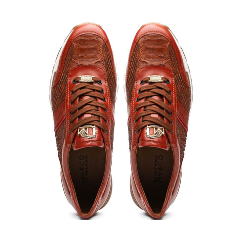 Marco Di Milano Brescia Antique Cognac Python & Calfskin Sneakers