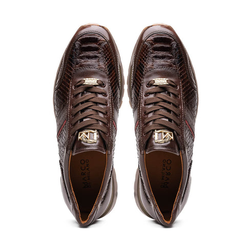 Marco Di Milano Brescia Yellow Brown Python & Calfskin Sneakers