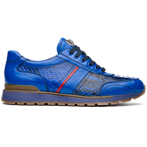 Marco Di Milano Brescia Python & Calfskin Sneakers Blue