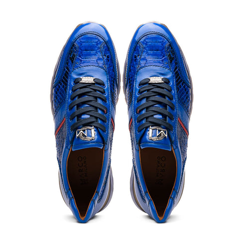 Marco Di Milano Brescia Electric Blue Python & Calfskin Sneakers