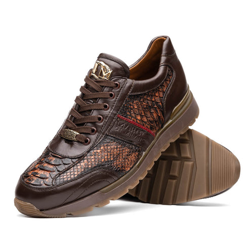 Marco Di Milano Brescia Wash Cognac Python & Calfskin Sneakers
