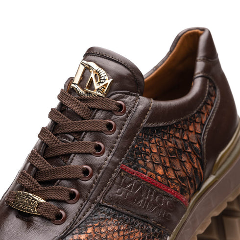 Marco Di Milano Brescia Wash Cognac Python & Calfskin Sneakers