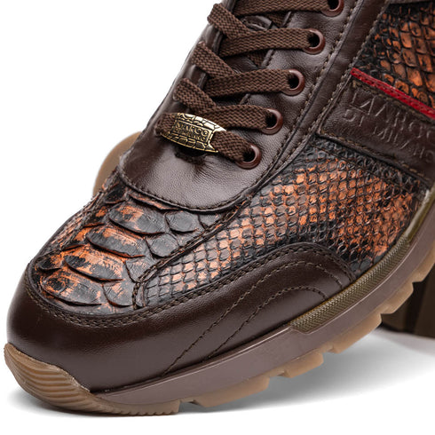 Marco Di Milano Brescia Wash Cognac Python & Calfskin Sneakers