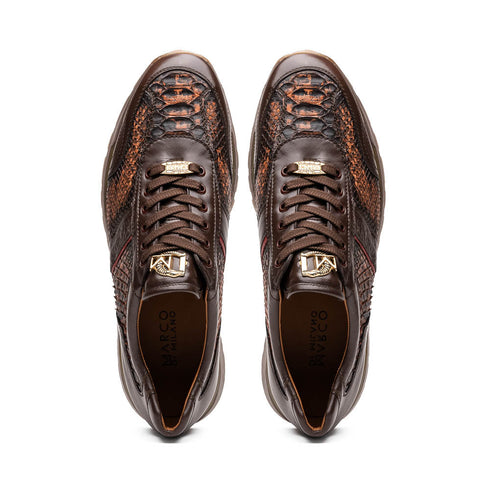 Marco Di Milano Brescia Wash Cognac Python & Calfskin Sneakers