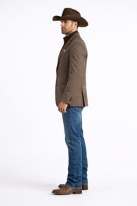 Men’s Brown Herringbone Tweed Cowboy Western Blazer – Classic Country Sport Coat Jacket for Ranch Wear, Cowboy Jacket