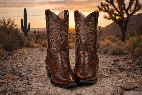 Brown Lizard Boots Snip Toe