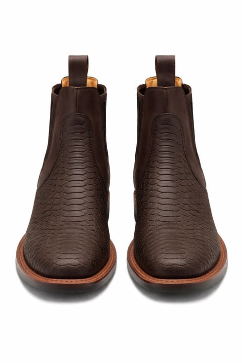 Brown Python Print Short Cowboy Boots