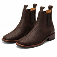 Brown Python Print Short Cowboy Boots