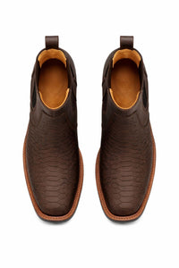Brown Python Print Short Cowboy Boots