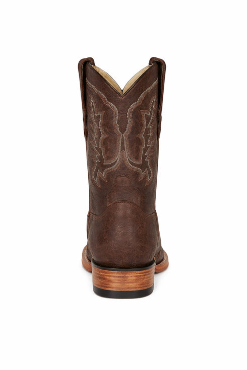 Brown Square Toe Smooth Ostrich Cowboy Boots