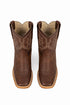 Brown Square Toe Smooth Ostrich Cowboy Boots