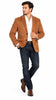 Men's Suede Cowboy Blazer Ultra Slim Fit LAM-510 in Color Camel