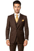 Brown One Button 3 Piece Suit by Rossiman