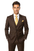 Brown One Button 3 Piece Suit by Rossiman