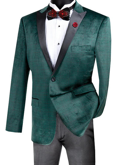 (S) Slim Fit Emerald Velvet Jacket