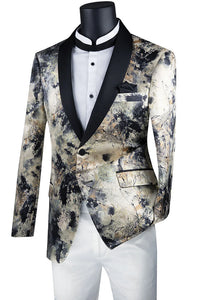 (S) Jacquard Print Slim Fit Blazer