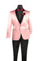 (L) Pink Slim Fit Blazer Stretch Sateen 1 Button With Narrow Shawl Lapel