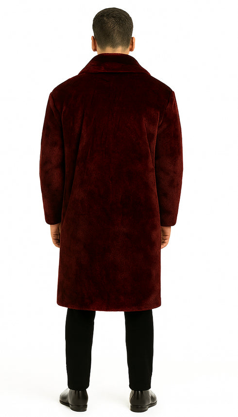 Burgundy Faux Fur Coat