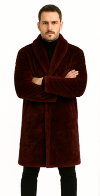 Burgundy Faux Fur Coat