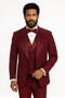 Men’s Burgundy Italian Wool 3-Piece Modern Formal Tuxedo