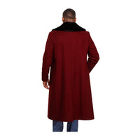 Burgundy Overcoat ~ Long Men's Dress Topcoat - Winter Coat With Fur Collar