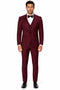 Mens One Button Satin Trim Shawl Tuxedo in Burgundy Wool