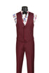 Burgundy Trimmed Lapel Slim Fit 3 Piece Suit