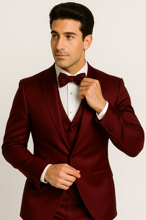 Regal Satin Burgundy Tux – Wedding & Prom