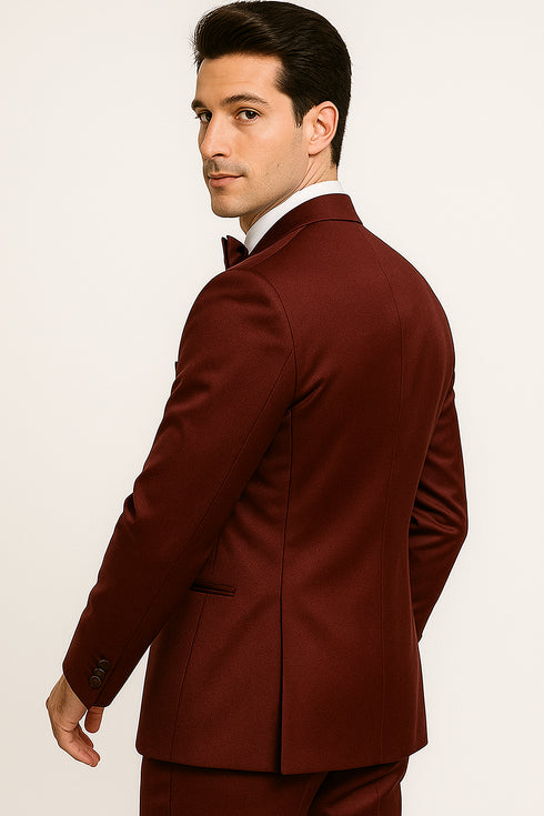 Regal Satin Burgundy Tux – Wedding & Prom
