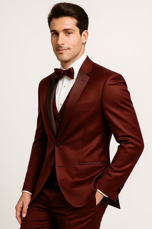 Regal Satin Burgundy Tux – Wedding & Prom