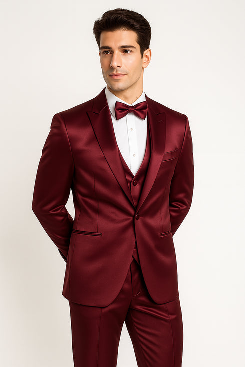 Regal Satin Burgundy Tux – Wedding & Prom