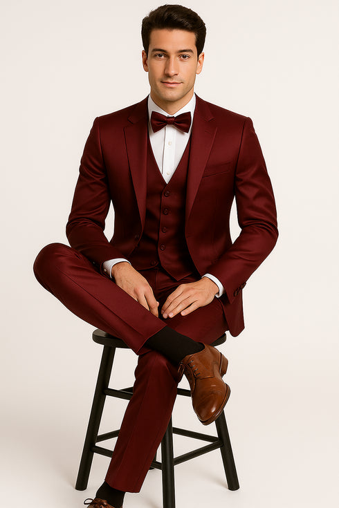 Regal Satin Burgundy Tux – Wedding & Prom
