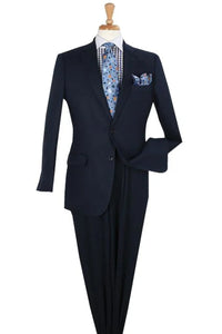 Apollo King Navy Linen Summer Suit - Classic Two Button Fit