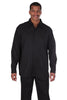Mens Tone on Tone Pinstripe Leisure Set Walking Suit in Black