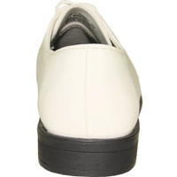 Bravo Mens Classic Plain Square Toe Shiny Patent Tuxedo Dress Shoe in Ivory