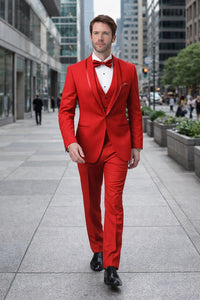 Classic Red Shawl Lapel Tuxedo for Men | 1-Button 4-Piece Suit