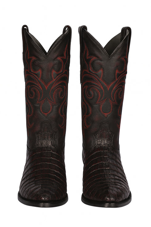 Caiman Tail Boots J-toe Black Cherry