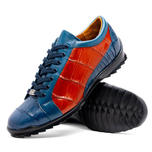 Marco Di Milano Cairo Blue Jean / Honey Alligator Sneakers